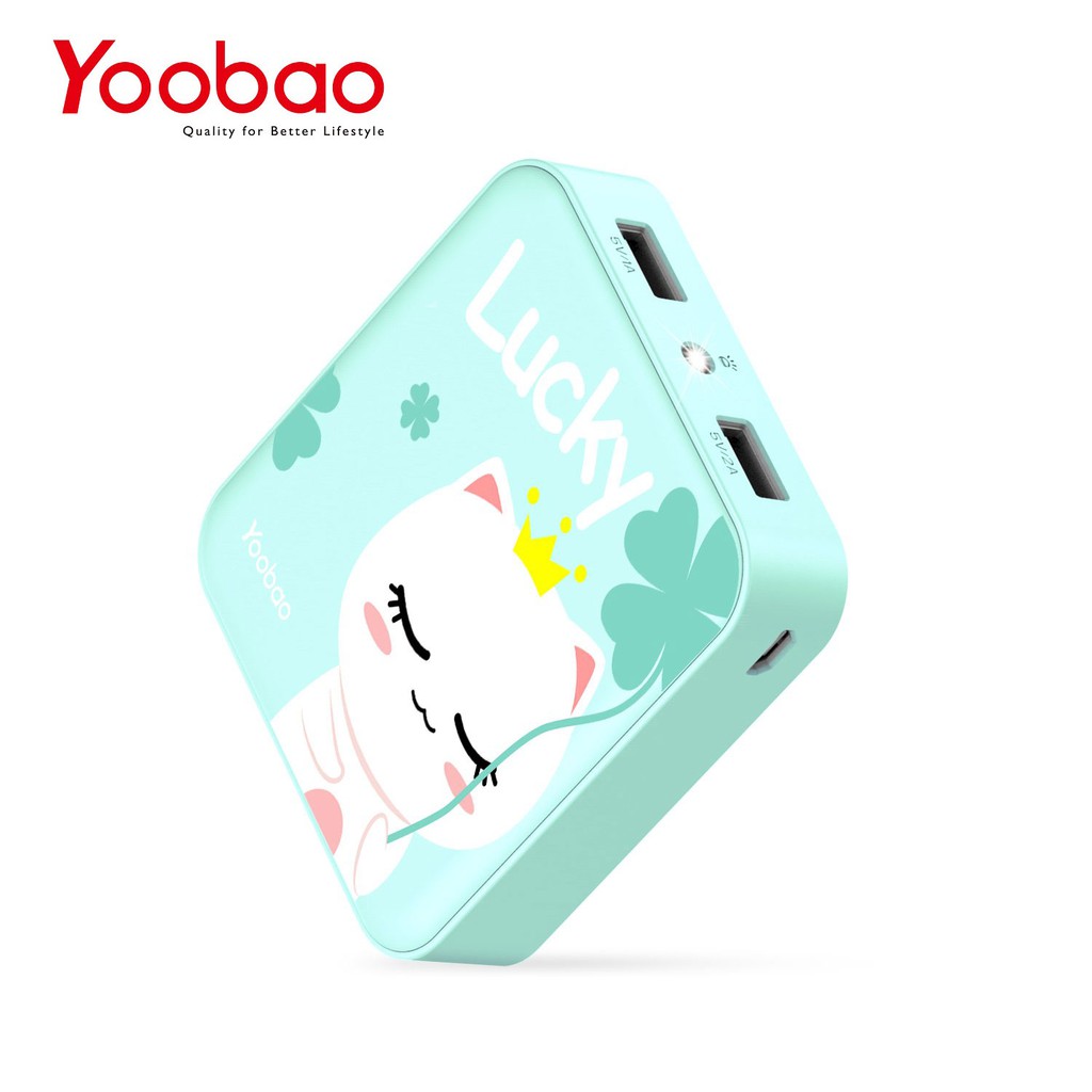 Pin dự phòng YOOBAO 10.400mAh Hình mèo chiêu tài đèn LED YB-6024 - Hàng Chính hãng