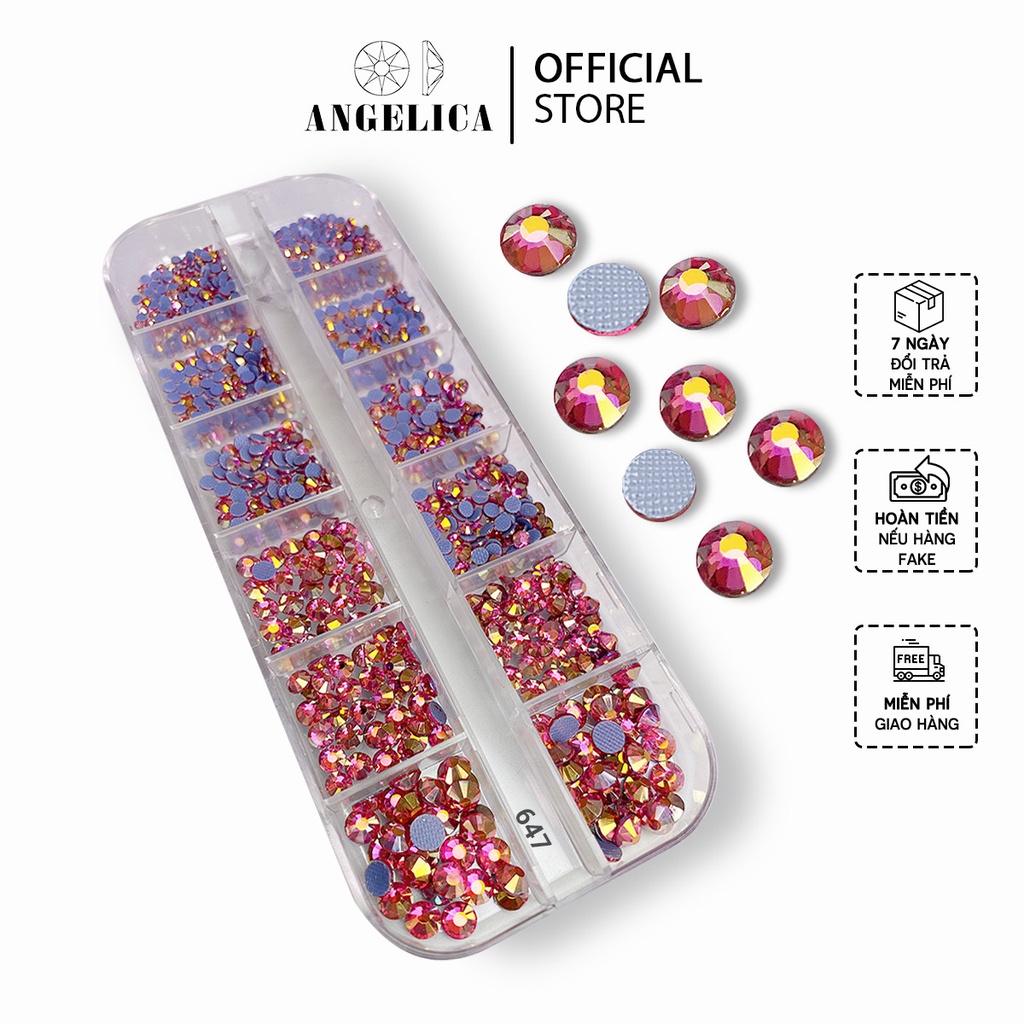 Đá Chân Lưới Nail 12 Khía Heaven Rose AB Đính Móng ANGELICA 647