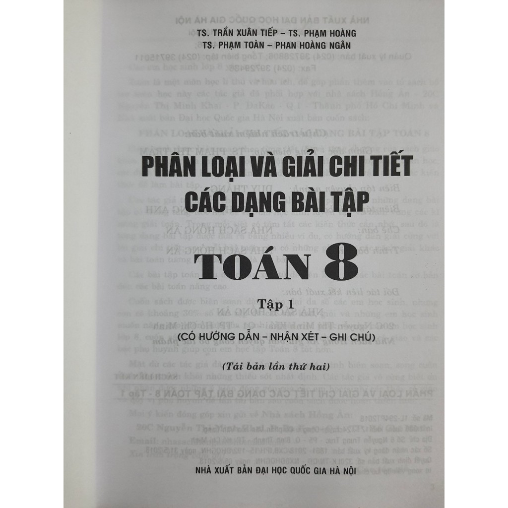 Sách - Phân loại và giải chi tiết các dạng bài tập Toán 8 tập 1