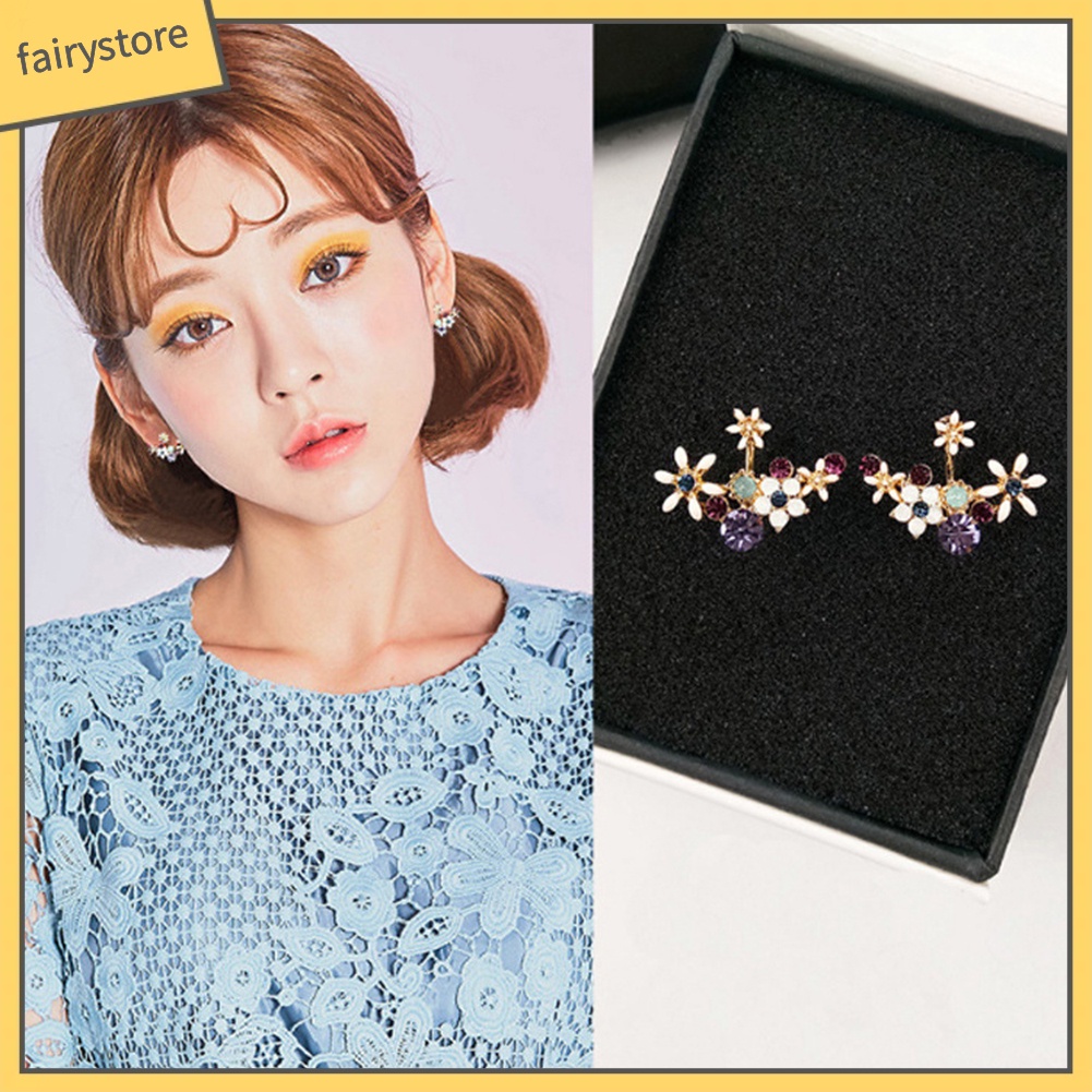 Khuyên Tai Hoa Đính Đá Pha Lê Nhiều Màu độc đáo