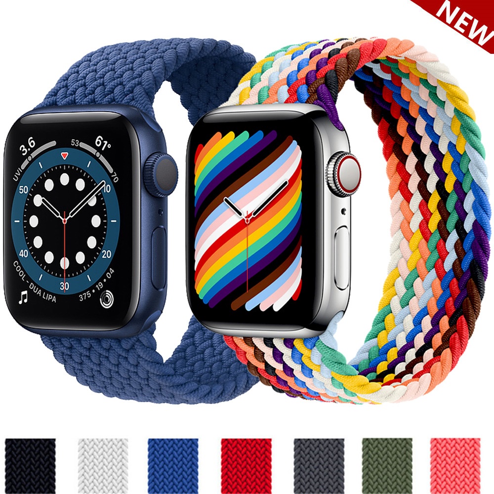 Dây đeo vải nylon co giãn nhiều màu tùy chọn cho đồng hồ Apple Watch 44mm 40mm 38mm 42mm iWatch series 1 2 3 4 5 Se 6