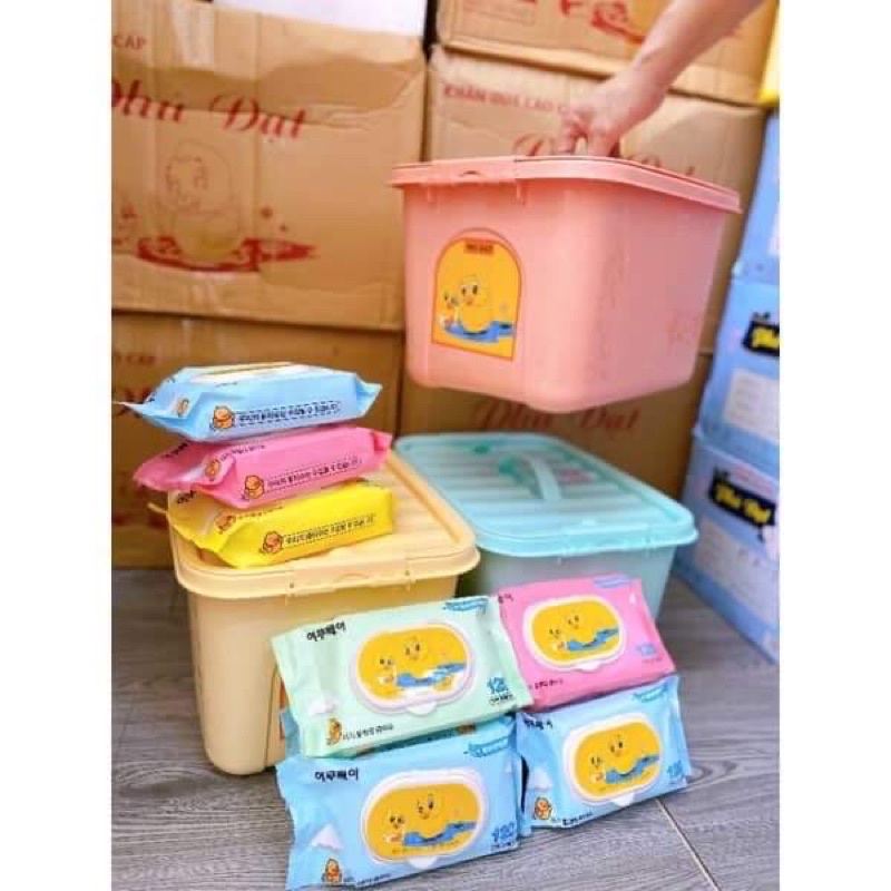 10 gói khăn giấy ướt vịt vàng 120 tờ không mùi chính hãng date xa