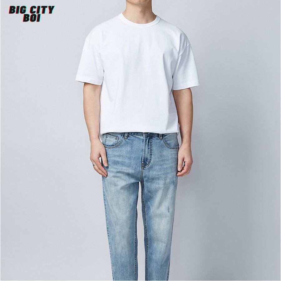 Áo thun unisex trơn tay ngắn,cổ tròn dáng unisex tay ngắn Basic Tee phông trơn-Big City Boi [Shop mới bán hòa vốn]