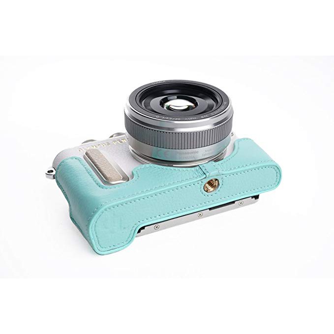 Bao che bảo vệ máy halfcase Olympus E-PL8 cao cấp bằng da Korea