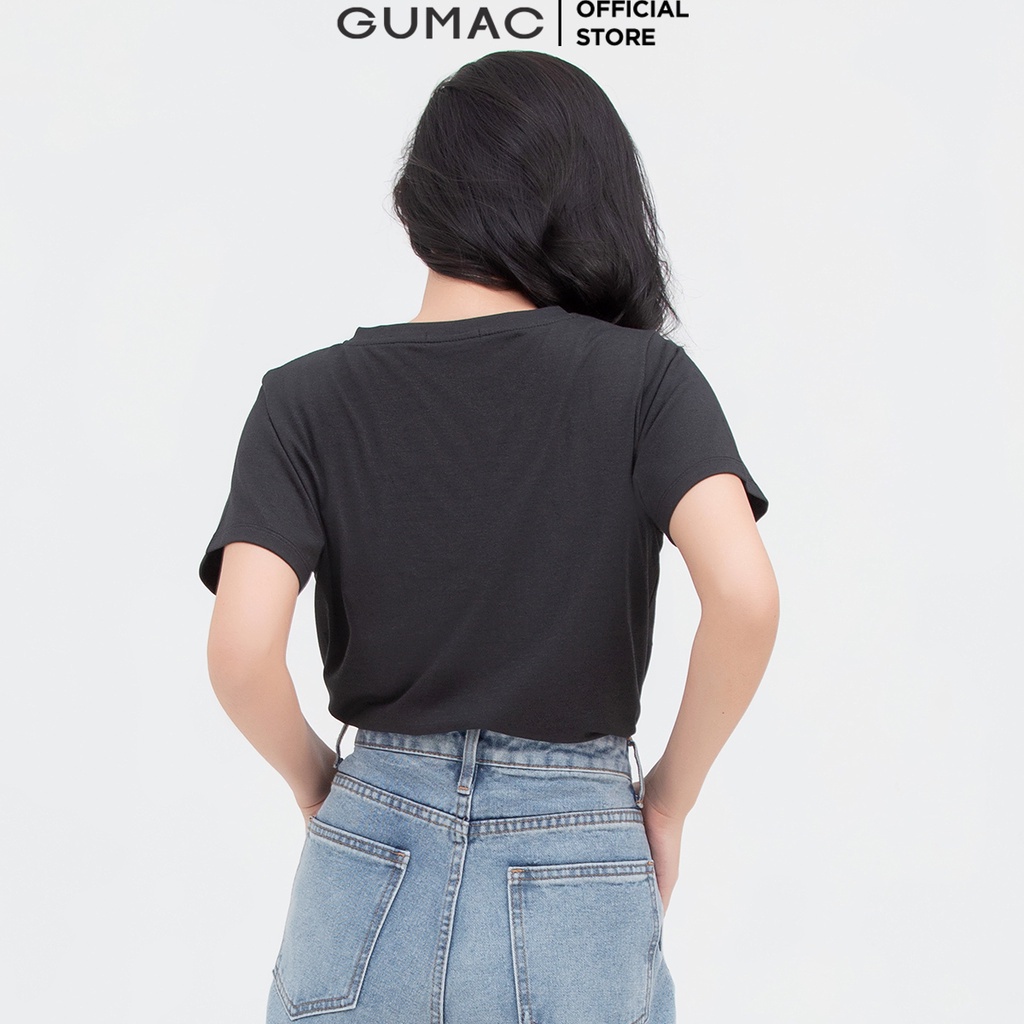 Áo thun nữ trơn cổ tim cơ bản GUMAC nhiều màu, form cơ bản ATB808