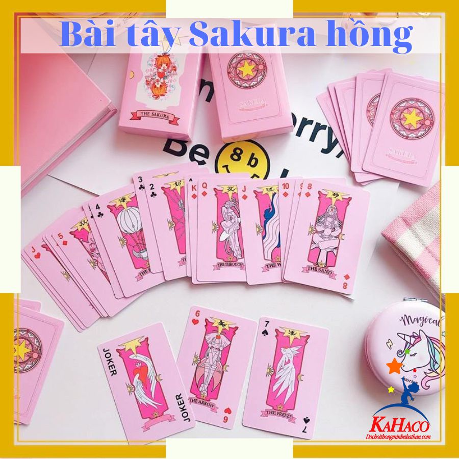 Bộ bài tây Sakura Tú Lơ Khơ Thủ Lĩnh Thẻ Bài  màu hồng