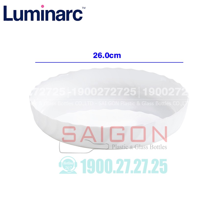 Khay Nướng Thủy Tinh Luminarc Smart Cuisine Trianon Tròn 26cm | Thủy Tinh Chịu nhiệt Cao cấp , Nhập Khẩu Pháp