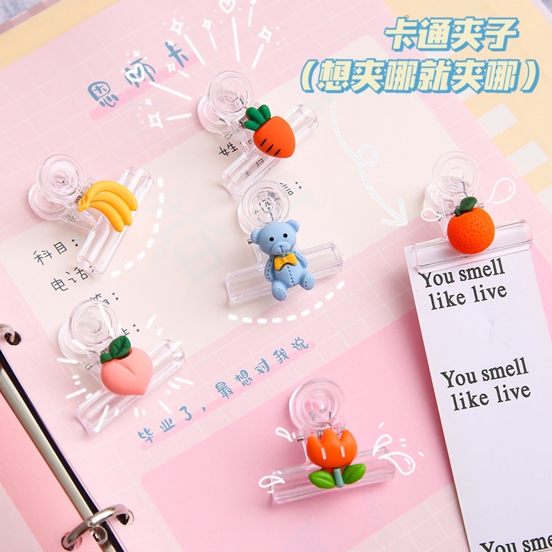Mua Kẹp bướm trong suốt đính sticker - kẹp giấy trong suốt 3.5x5cm ...