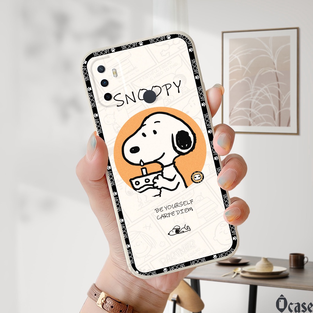 Ốp lưng Oppo A32 / A53 / A33 2020 in hình chú chó dễ thương cạnh viền vuông có bảo vệ camera