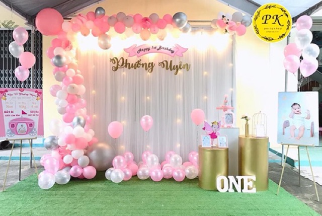 [Tặng kèm ruybang] Combo 100 bóng nhũ hồng nhạt + xám cực kì sang chảnh