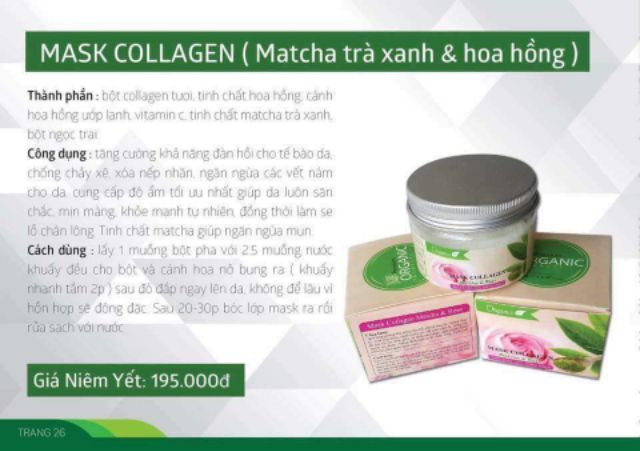 Mask collagen ( hoa hồng và trà xanh )