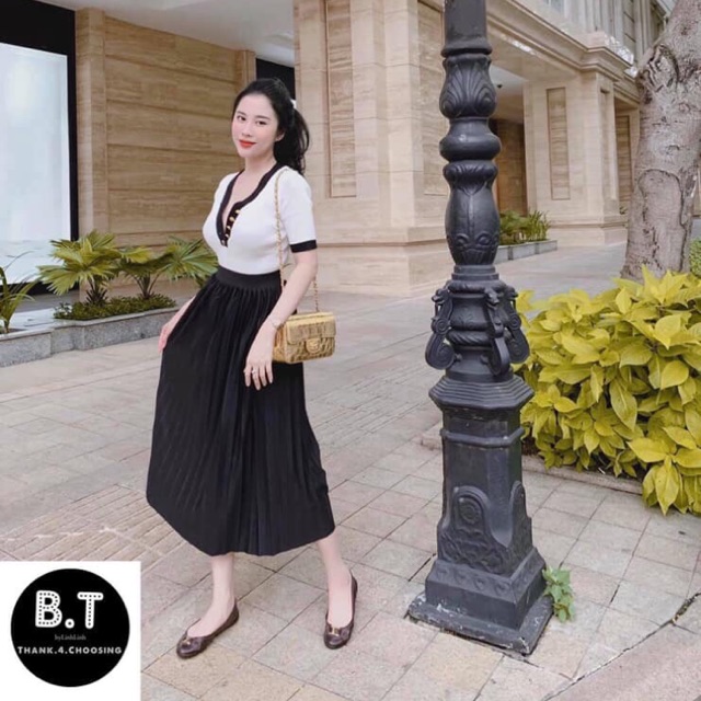 Áo len khuy đồng LINH RUBI STORE áo cổ tim tay cộc chất len đanh co giãn mặc cực thoải mái A005