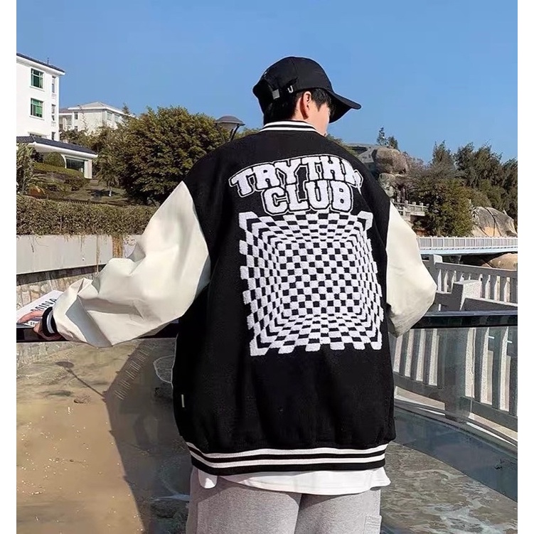 Áo khoác varsity nam nữ,in chữ T thiết kế dày dặn 2 màu