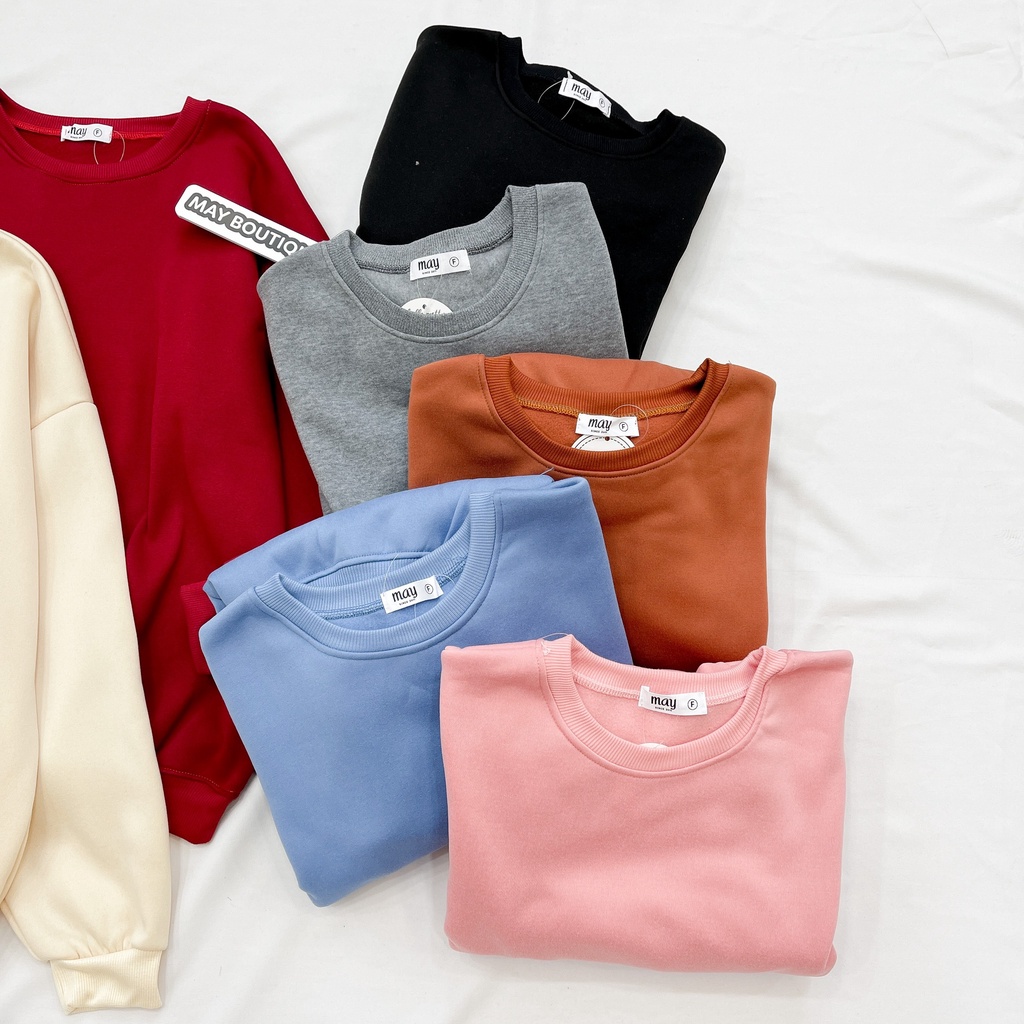 [HÀNG CÓ SẴN] Áo nỉ oversize May Boutique áo nỉ dài tay trơn màu Đỏ ABS21H_110.001_RD_F | BigBuy360 - bigbuy360.vn