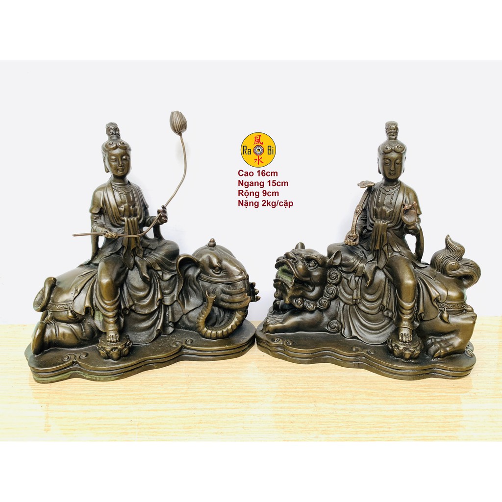 Đức Văn Thù Sư Lợi + Đức Phổ Hiền Bồ Tát - Tượng Đồng Thờ Cúng Cao Cấp