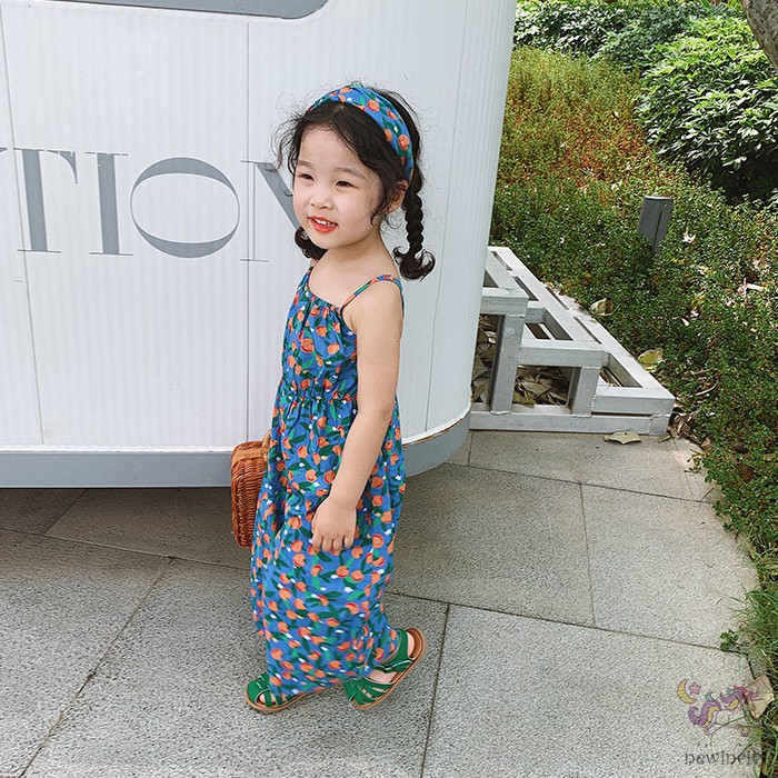 Bộ Áo Liền Quần In Hoa Phong Cách Hàn Quốc Cho Bé Gái