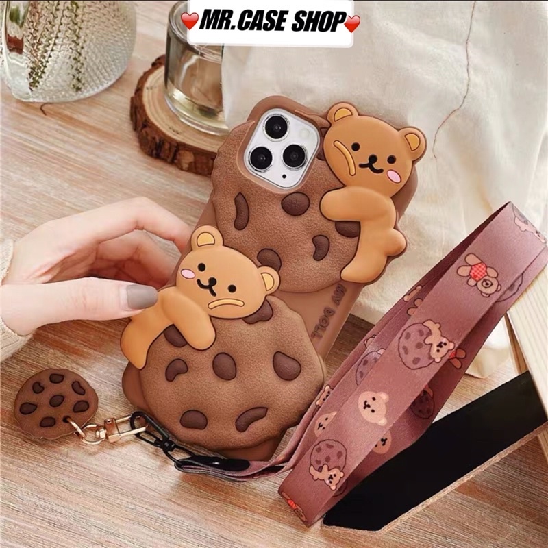 [ CÓ IP 13 ] Ốp lưng gấu nâu dolly su dẻo kèm dây đeo  cho 11/11pm/12/12promax13/13promax- Mr.Case