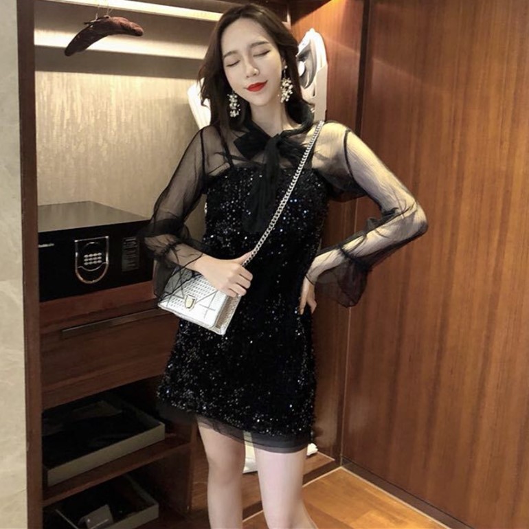 ĐẦM DRESS NỮ TAY LƯỚI ULZZANG | BigBuy360 - bigbuy360.vn