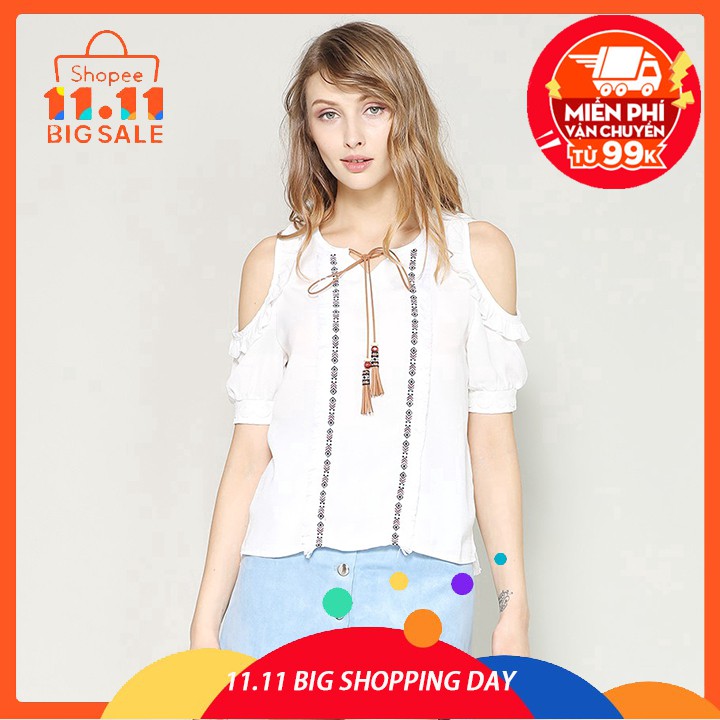 Áo kiểu ngắn tay cổ chữ V cho nữ