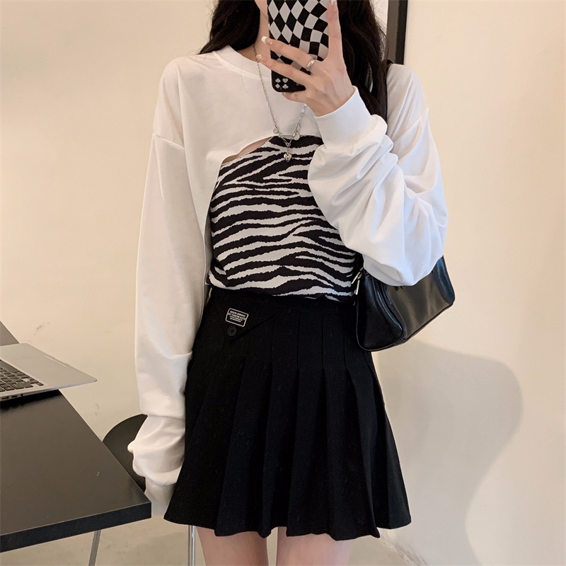 【ZHELIHANGFEI】Áo Thun Sweater Tay Dài In Họa Tiết Da Báo Quyến Rũ Tw