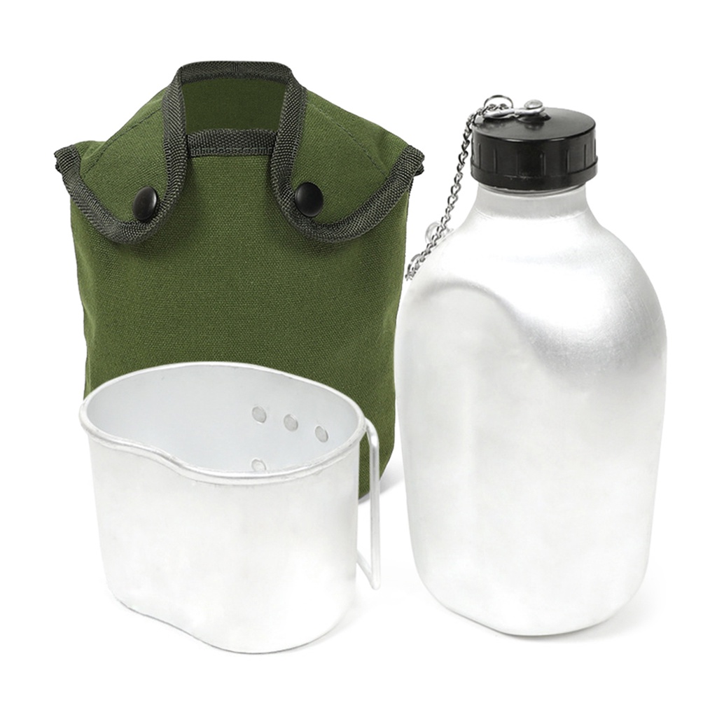 Bình Nước Bằng Nhôm 0.8l / 1l / 1.3l Kèm Vỏ Bọc Tiện Dụng Mang Theo Du Lịch Cắm Trại