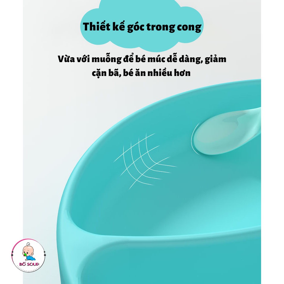 Khay ăn dặm silicon Misuta chống đổ đế hút chân không an toàn cho bé