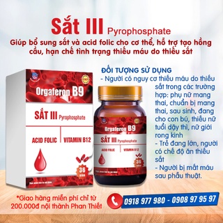 SẮT III Orgaferon B9 - Bổ sung sắt và acid folic , hạn chế tình trạng thiếu máu do thiếu sắt