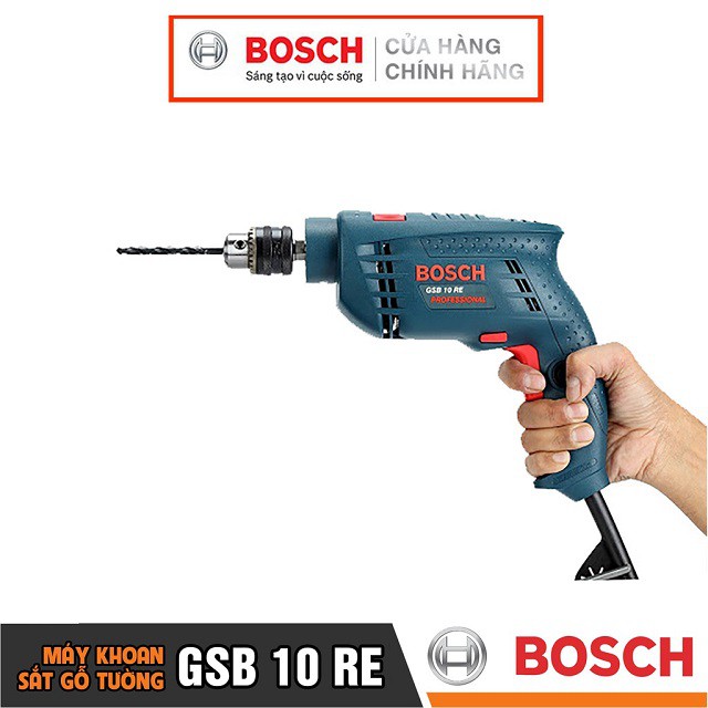 [CHÍNH HÃNG] Máy Khoan Động Lực Bosch GSB 10 RE (10MM-500W), Giá Đại Lý Cấp 1, Bảo Hành TTBH Toàn Quốc