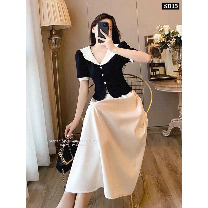 Set áo dáng pelum chân váy dài sang chảnh SB13
