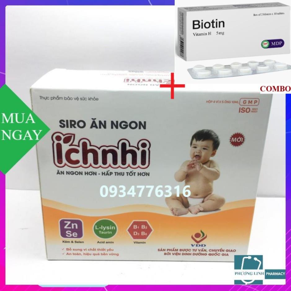 Combo Biotin 5mg+ Siro Ăn Ngon Ích Nhi dạng ống 10ml