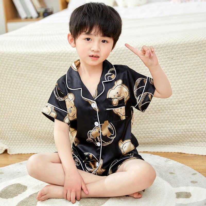 Bộ quần áo bé trai bé gái Kangmin kids, pijama cho bé trai bé gái chất lụa mêm PM08, bộ đồ ngủ cho bé từ 7-28kg