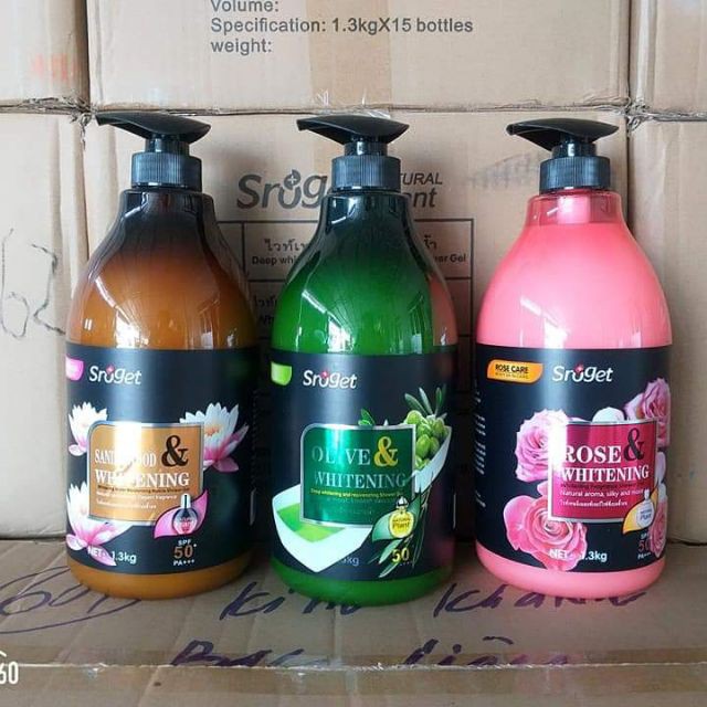 SỮA TẮM  Sroget whitening SPF 50+PA+++ SRUGET THÁI LAN 1.3KG