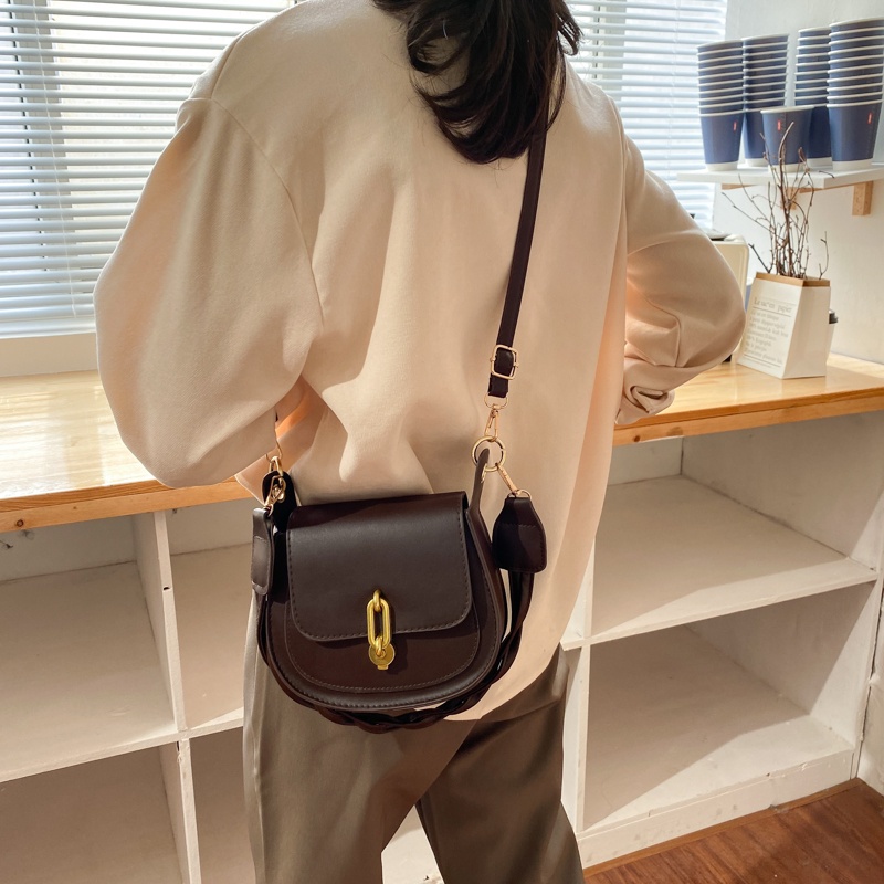 Túi Xách Nữ Đeo Chéo Hình Bầu Dục Túi Đẹp Nách Da PU Màu Đen Màu Nâu Kiểu Dáng Đơn Giản Phong Cách Hàn Quốc