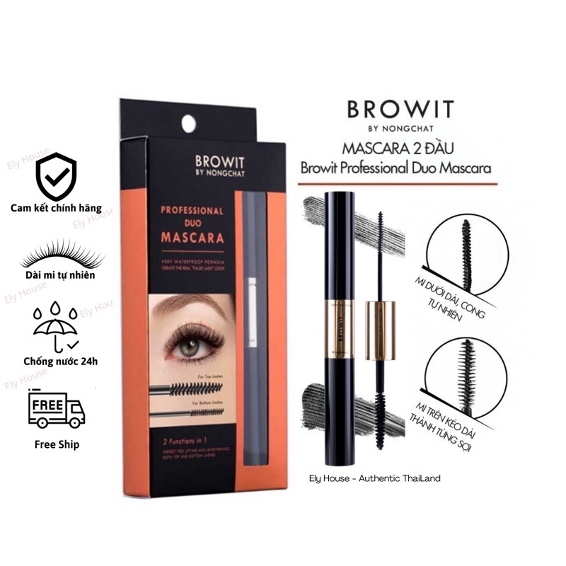 Mascara 2 Đầu Browit Nongchat Professional Duo Mascara 4 + 4G Sexy Black