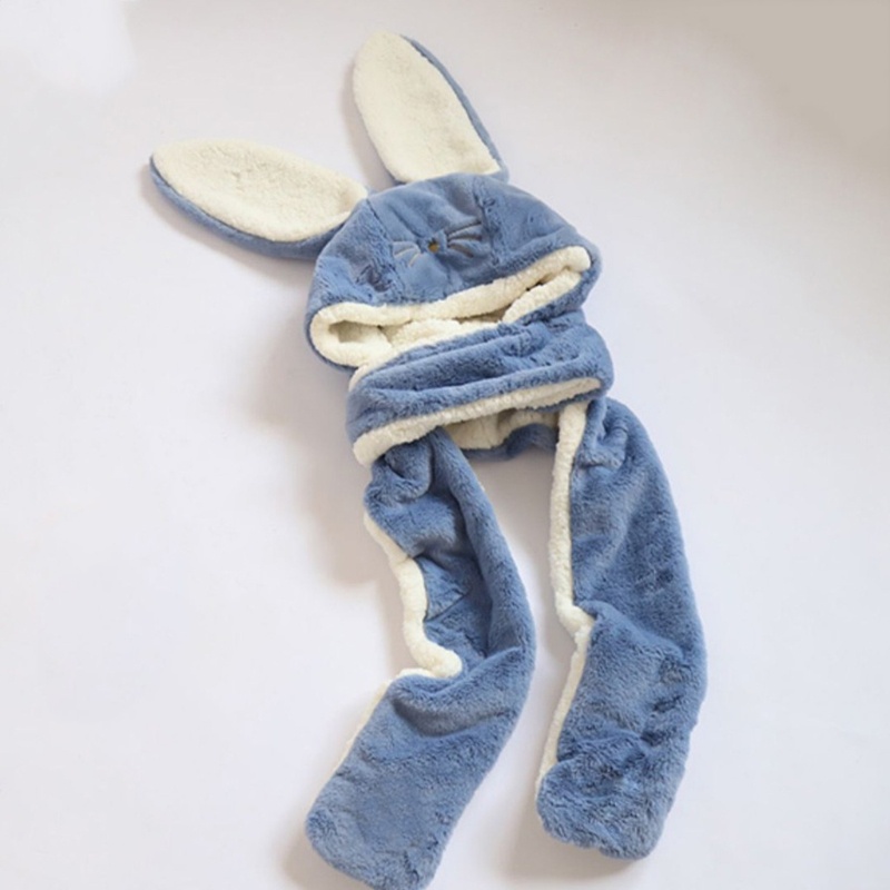 Mũ Trùm Đầu Kiêm Khăn Choàng Cổ Hình Thỏ Hoạt Hình Bằng Vải Lông Cho Tuổi Teen