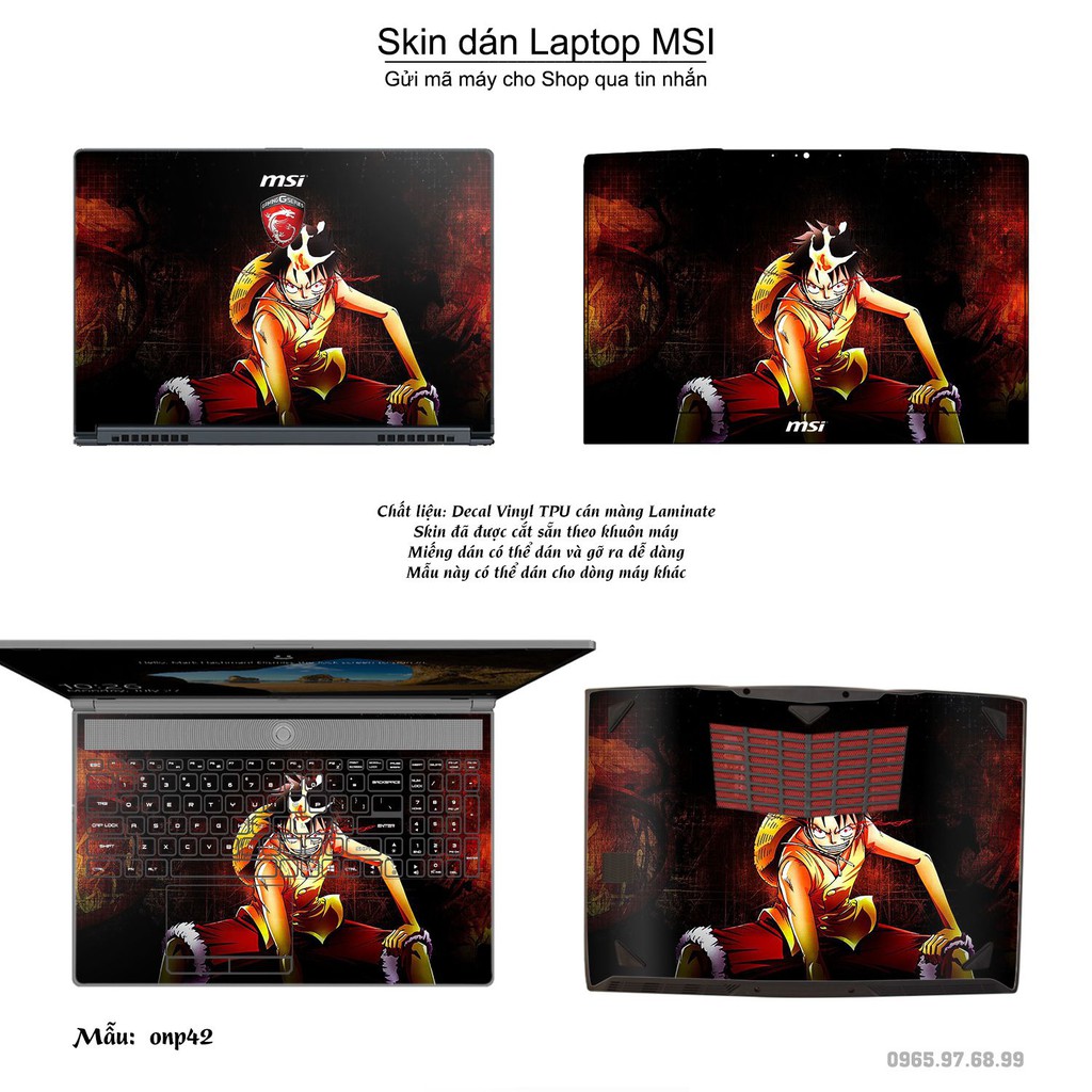 Skin dán Laptop MSI in hình One Piece _nhiều mẫu 24 (inbox mã máy cho Shop)