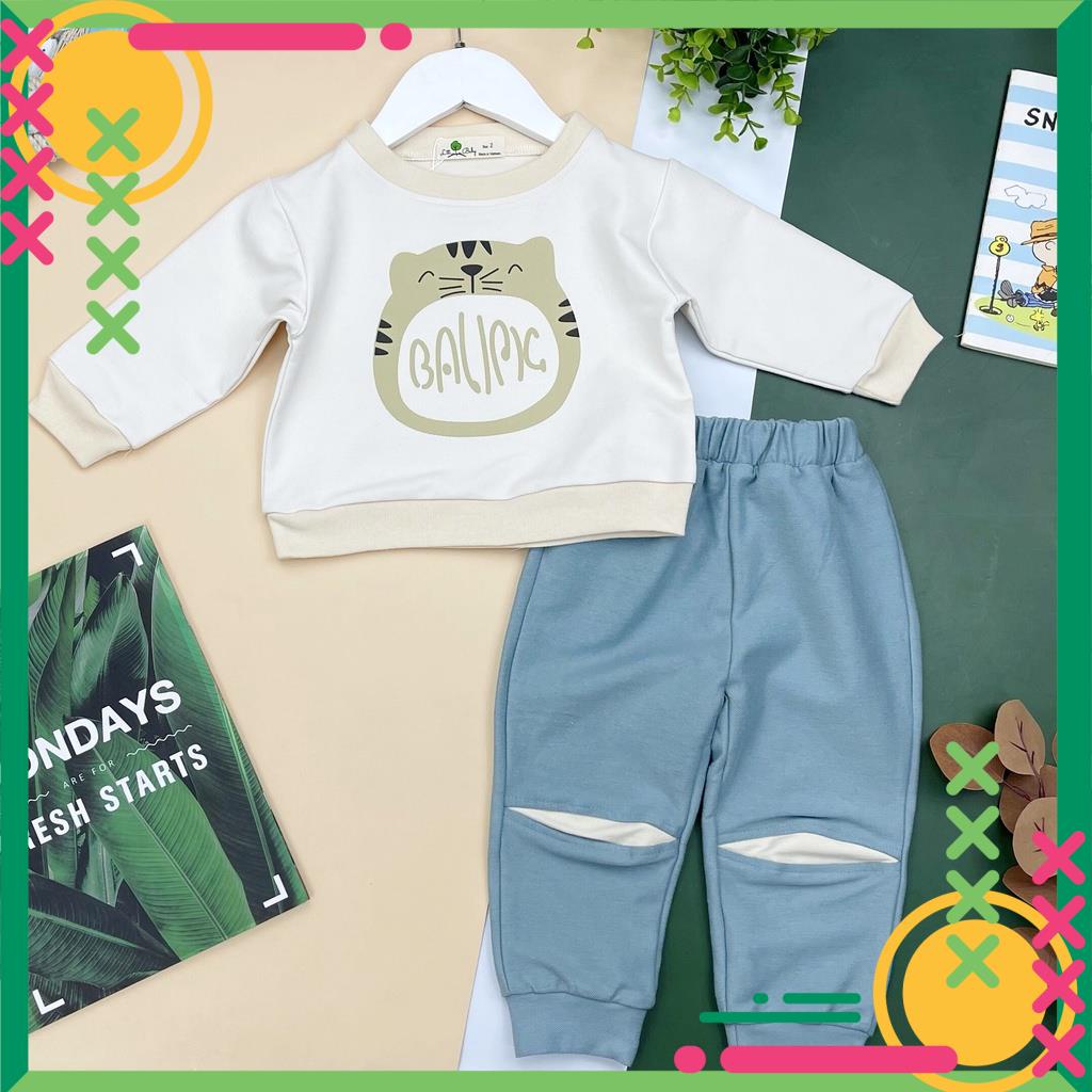 Thu Đông: Bộ Nỉ Hàn Quốc Bé Trai - Bé Gái BNDCBTBG03 thương hiệu Litibaby size từ 2-8, dành cho bạn từ 11kg đến 25kg