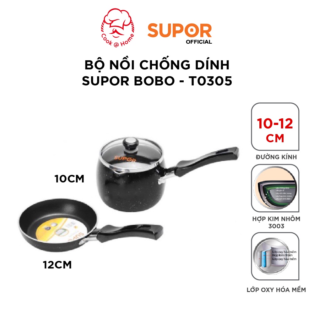 Bộ nồi chống dính Supor Bobo mini T0305