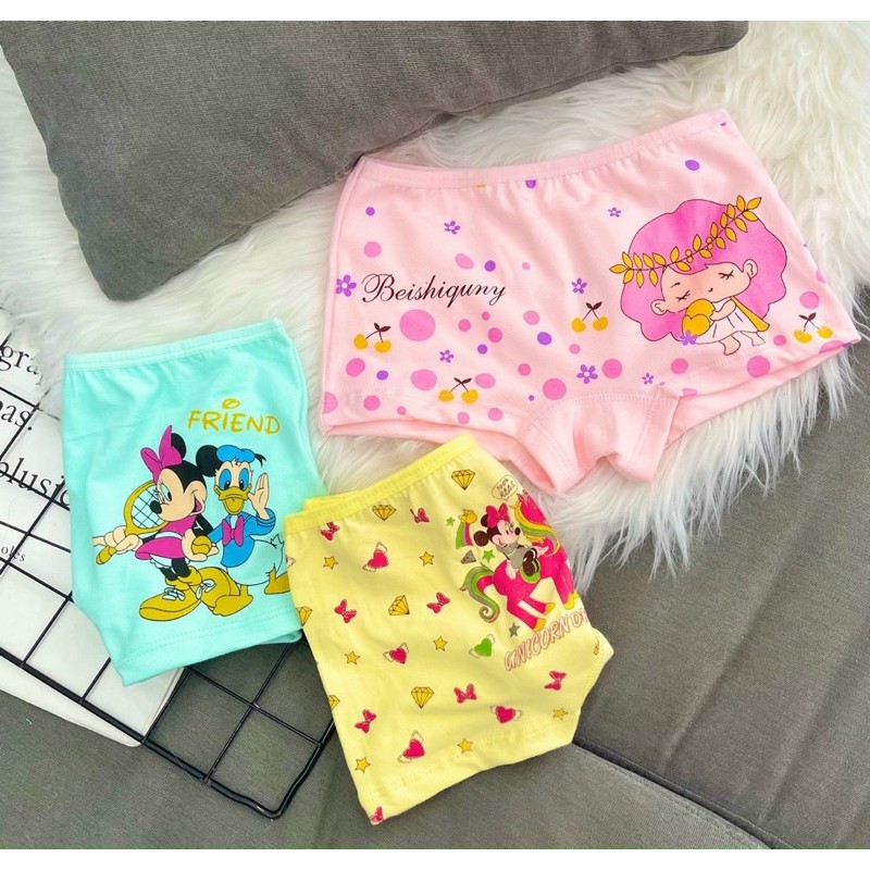 Quần Chip Bé Gái Set 3Cái Chất Liệu Cotton Co Giãn Mềm Mịn (8-22kg)