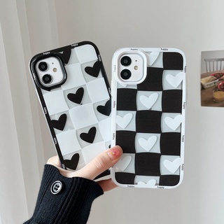 Ốp lưng bảo vệ ống kính 3in1 Cặp đôi Ốp lưng cứng IPhone 6 6S 7 8 Plus IPhone X Xr Xs Max 11 12 13 Pro Max Ip Xr Vỏ thời trang Vỏ đen và trắng trái tim tình yêu