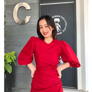 EDINI - D1166 Đầm nhún eo cách điệu
