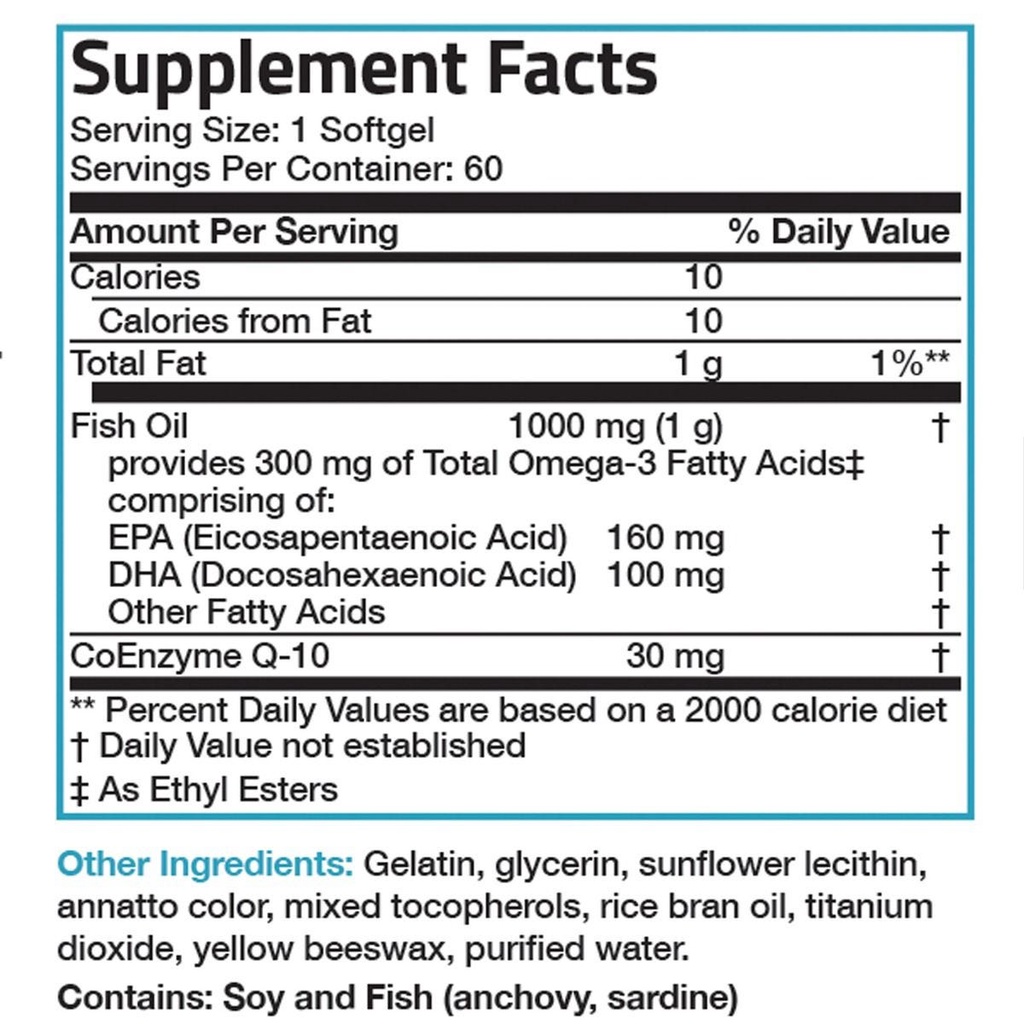  Organic Vitamin Omega 3 & CoQ 10 - 60 viên Mỹ - Bổ mắt, tim mạch