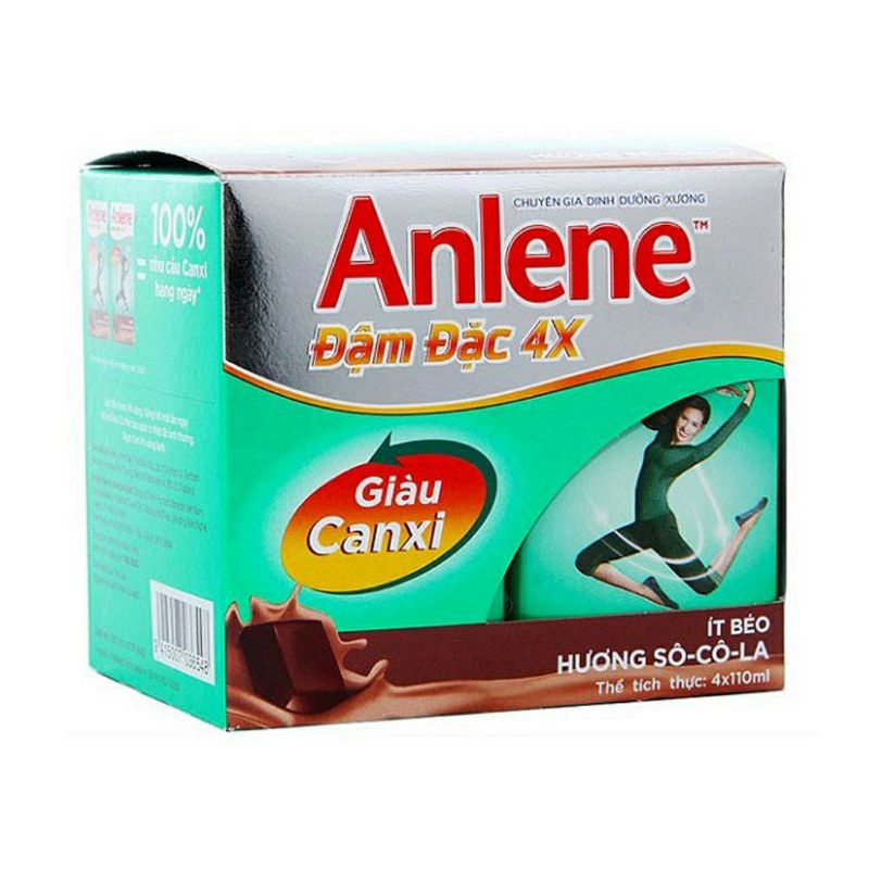 Lốc 4 Sữa Bột Pha Sẵn Anlene Vị Socola Và Vani Hộp 125ml