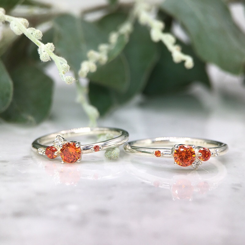 Nhẫn bạc nữ S925 hạt đá nhân tạo cam orange topaz sterling silver KimKimRosa jewelry trang sức nữ
