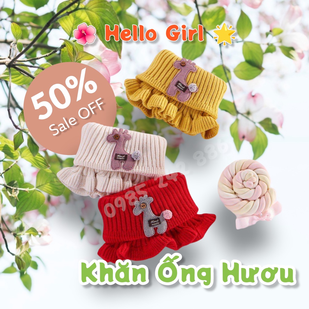 Khăn Len Ống Quàng Cổ Họa Tiết Hươu Cho Bé 2-15 Tuổi