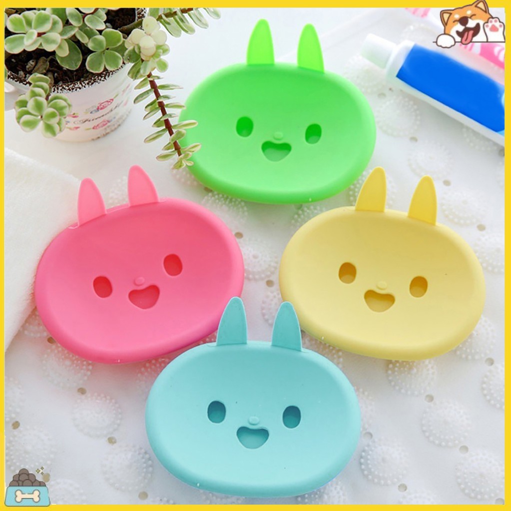 Khay đựng xà phòng hai lớp hình thỏ đáng yêu cho toilet