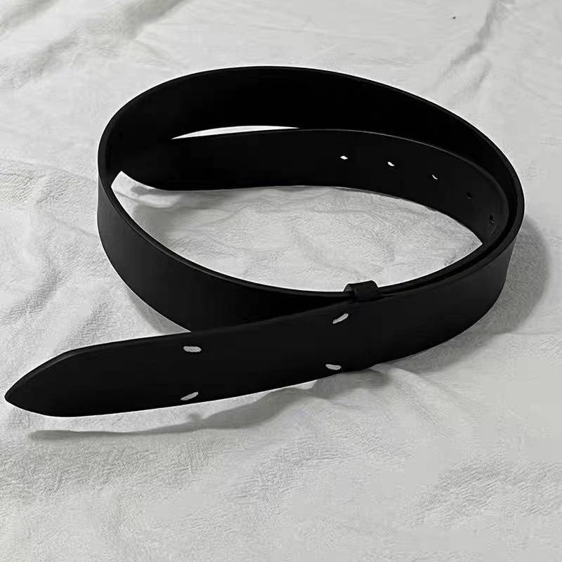 Thắt Lưng Da Màu Trắng Đen Phong Cách Tối Giản MM6 MM6