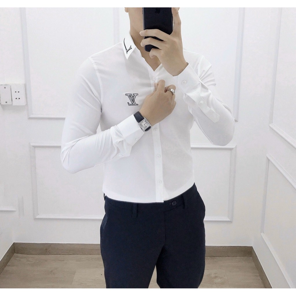 Áo Sơ Mi Nam Thêu Họa Tiết Cổ Bẻ Dài Tay Chất Lụa Cao Cấp - BÁN HÀNG CÓ TÂM