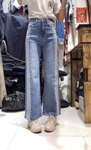 QUẦN JEANS ỐNG RỘNG PHỐI LINE