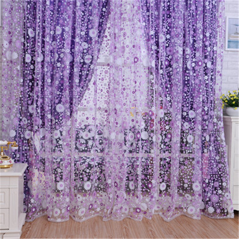 Rèm Cửa Vải Voan 140x240cm In Hoa Thời Trang